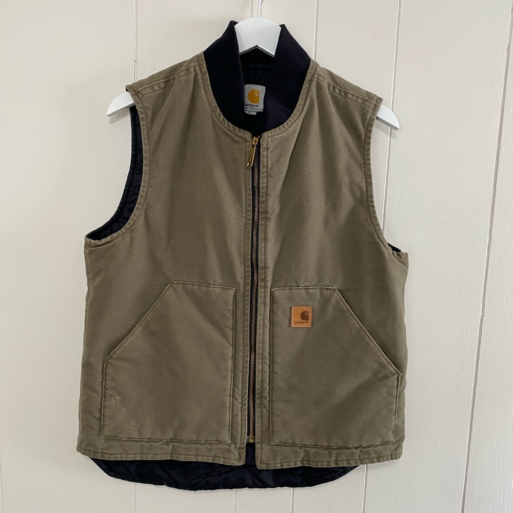 Carhartt men’s vintage driftwood vest black collar size M